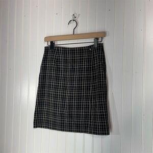 Geoffrey Beene plaid check mini skirt linen blend IY2K preppy quiet luxury 4 VTG